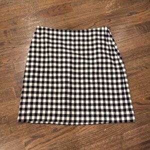 Ann Taylor A-line cream and white checkered wool skirt - size 4